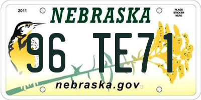 NE license plate 96TE71