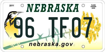 NE license plate 96TF07