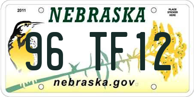 NE license plate 96TF12