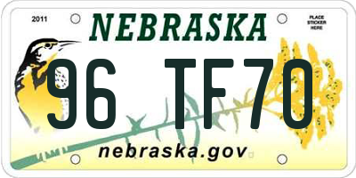 NE license plate 96TF70