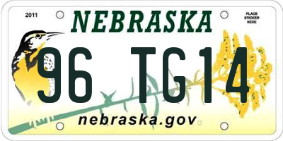 NE license plate 96TG14