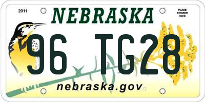 NE license plate 96TG28