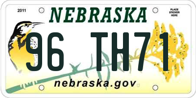 NE license plate 96TH71
