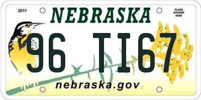 NE license plate 96TI67