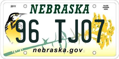 NE license plate 96TJ07
