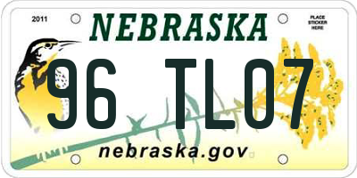 NE license plate 96TL07