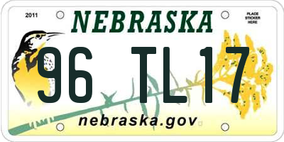 NE license plate 96TL17