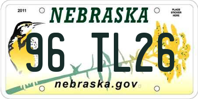 NE license plate 96TL26