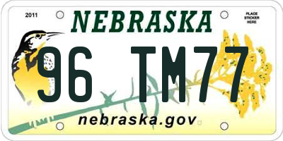 NE license plate 96TM77