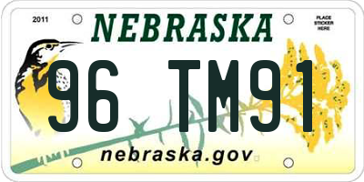 NE license plate 96TM91