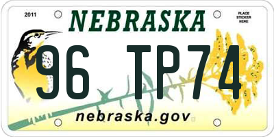 NE license plate 96TP74