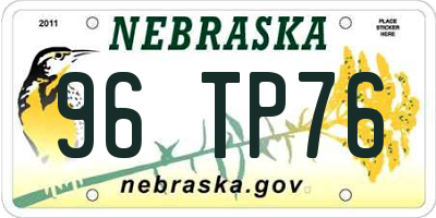 NE license plate 96TP76