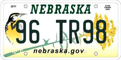 NE license plate 96TR98