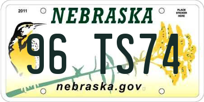 NE license plate 96TS74
