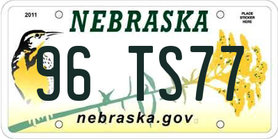 NE license plate 96TS77