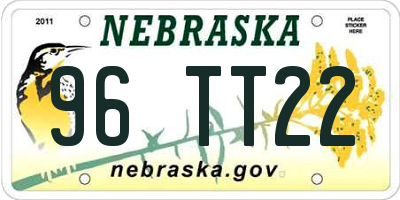 NE license plate 96TT22