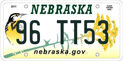 NE license plate 96TT53