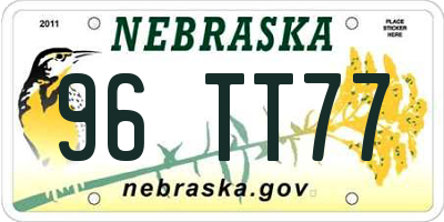 NE license plate 96TT77