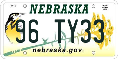 NE license plate 96TY33