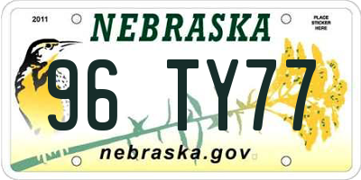 NE license plate 96TY77
