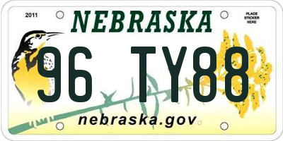 NE license plate 96TY88