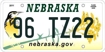 NE license plate 96TZ22