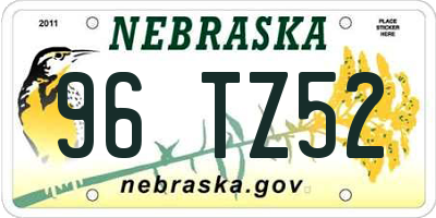 NE license plate 96TZ52