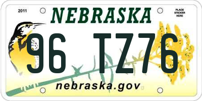 NE license plate 96TZ76