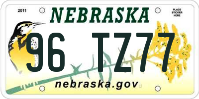 NE license plate 96TZ77