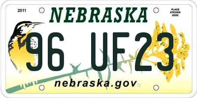NE license plate 96UF23