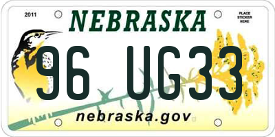 NE license plate 96UG33