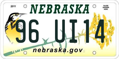 NE license plate 96UI14