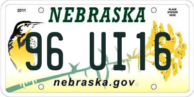 NE license plate 96UI16