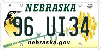 NE license plate 96UI34