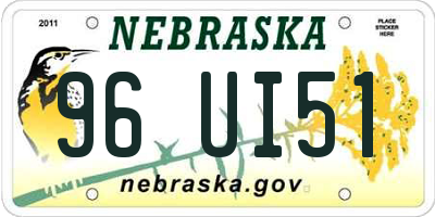 NE license plate 96UI51