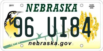 NE license plate 96UI84