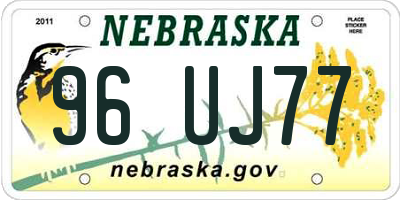 NE license plate 96UJ77
