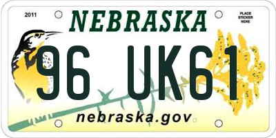 NE license plate 96UK61