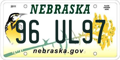 NE license plate 96UL97
