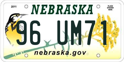 NE license plate 96UM71