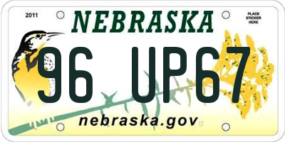 NE license plate 96UP67