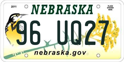 NE license plate 96UQ27