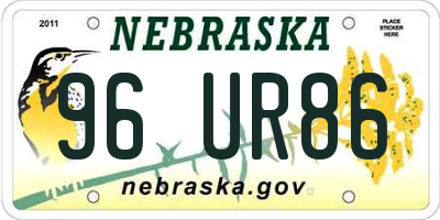 NE license plate 96UR86
