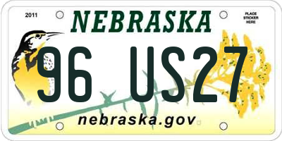 NE license plate 96US27