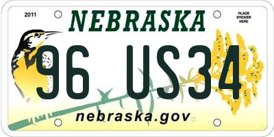 NE license plate 96US34