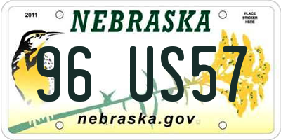 NE license plate 96US57