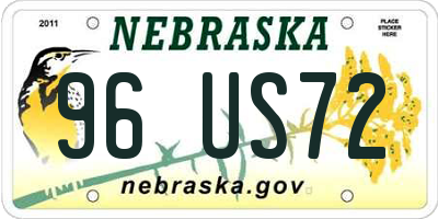 NE license plate 96US72