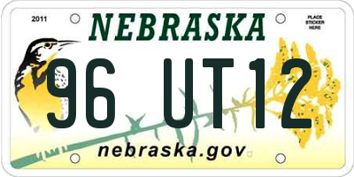 NE license plate 96UT12