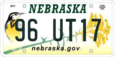 NE license plate 96UT17
