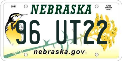 NE license plate 96UT22